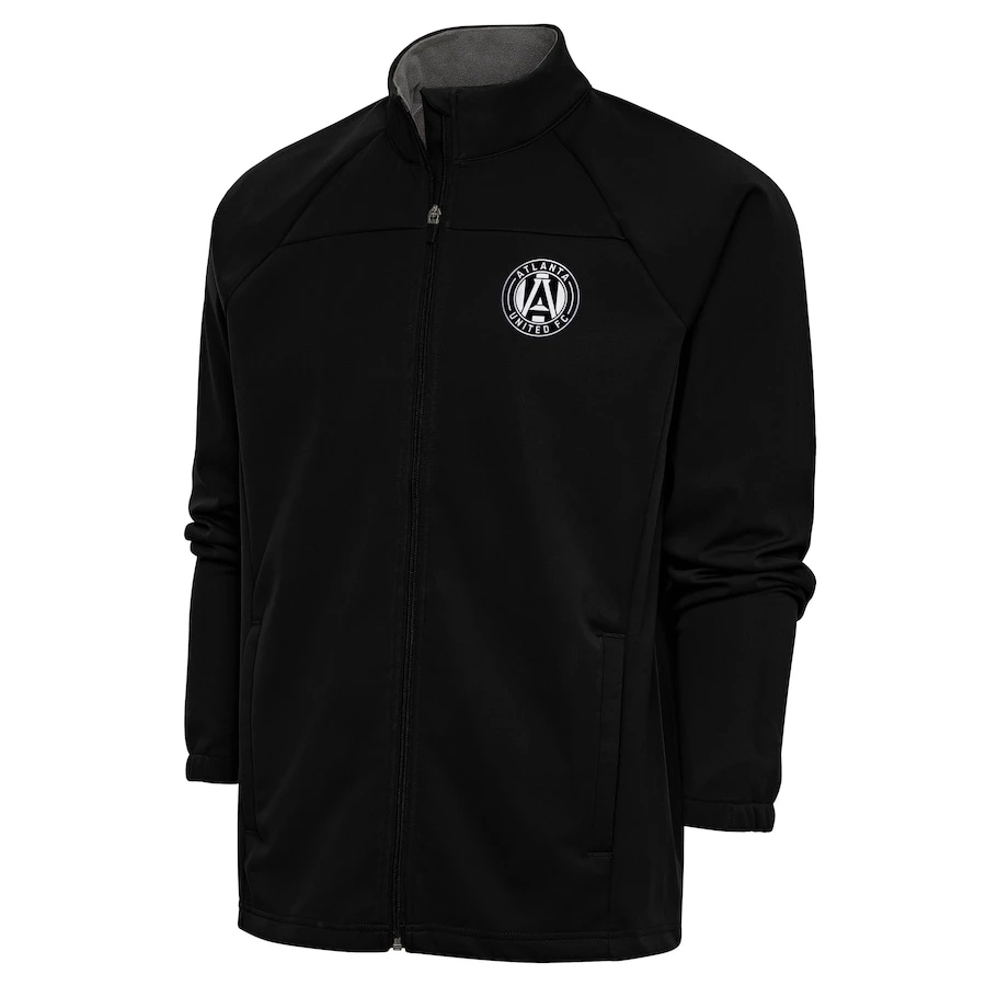 Atlanta United FC Antigua Brushed Metallic Logo Links Full-Zip Golf Jacket - Black 1 Atlanta United FC Antigua Brushed Metallic Logo Links Full-Zip Golf Jacket - Black