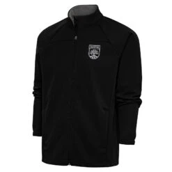 Austin FC Antigua Brushed Metallic Logo Links Full-Zip Golf Jacket - Black