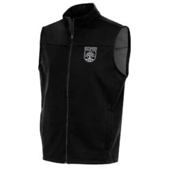 Austin FC Antigua Brushed Metallic Logo Links Full-Zip Golf Vest - Black