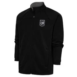 LAFC Antigua Brushed Metallic Logo Links Full-Zip Golf Jacket - Black