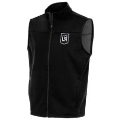 LAFC Antigua Brushed Metallic Logo Links Full-Zip Golf Vest - Black