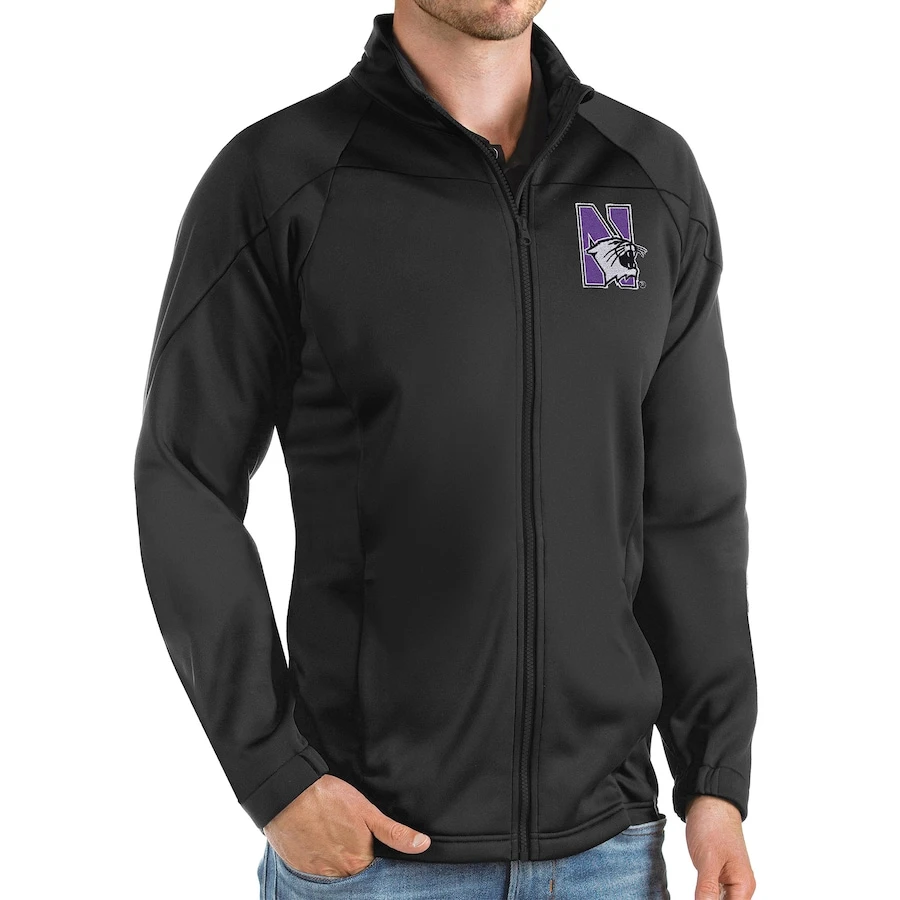 Northwestern Wildcats Antigua Links Full-Zip Golf Jacket - Black 1 Northwestern Wildcats Antigua Links Full-Zip Golf Jacket - Black