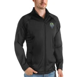Seattle Sounders FC Antigua Links Full-Zip Golf Jacket - Black