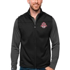 Toronto FC Antigua Primary Team Logo Links Full-Zip Golf Vest - Black