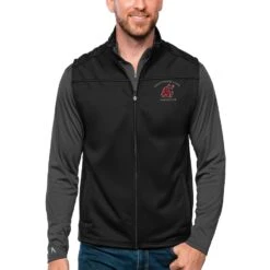 Washington State Cougars Antigua Links Full-Zip Golf Vest - Black