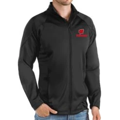 Wisconsin Badgers Antigua Links Full-Zip Golf Jacket - Black