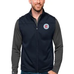 Chicago Fire Antigua Primary Team Logo Links Full-Zip Golf Vest - Navy