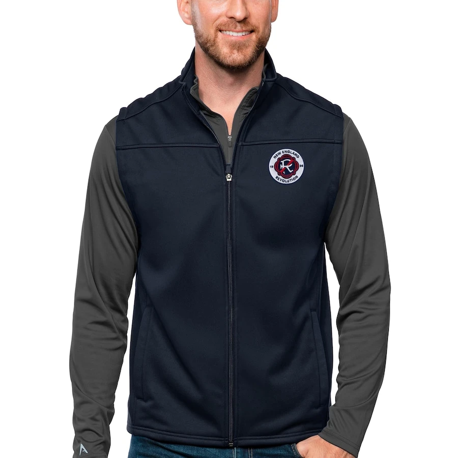 New England Revolution Antigua Primary Team Logo Links Full-Zip Golf Vest - Navy 1 New England Revolution Antigua Primary Team Logo Links Full-Zip Golf Vest - Navy