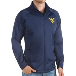 West Virginia Mountaineers Antigua Links Full-Zip Golf Jacket - Navy