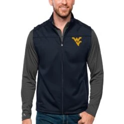 West Virginia Mountaineers Antigua Links Full-Zip Golf Vest - Navy