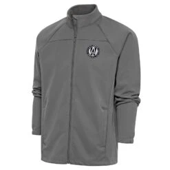Atlanta United FC Antigua Brushed Metallic Logo Links Full-Zip Golf Jacket - Steel