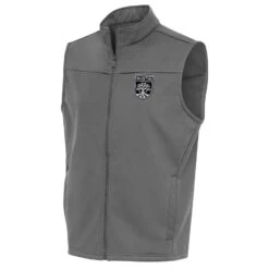 Austin FC Antigua Brushed Metallic Logo Links Full-Zip Golf Vest - Steel