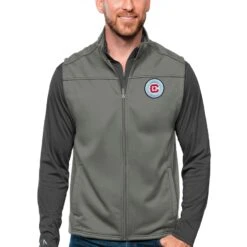 Chicago Fire Antigua Primary Team Logo Links Full-Zip Golf Vest - Steel