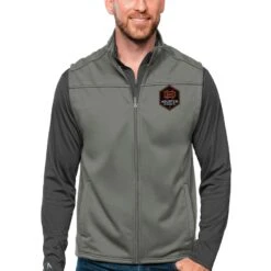 Houston Dynamo FC Antigua Primary Team Logo Links Full-Zip Golf Vest - Steel