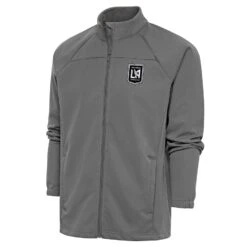 LAFC Antigua Brushed Metallic Logo Links Full-Zip Golf Jacket - Steel