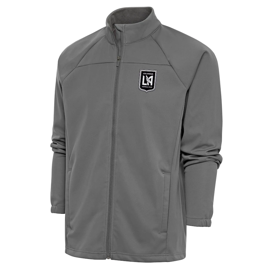 LAFC Antigua Brushed Metallic Logo Links Full-Zip Golf Jacket - Steel 1 LAFC Antigua Brushed Metallic Logo Links Full-Zip Golf Jacket - Steel