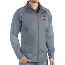 Ohio State Buckeyes Antigua Links Full-Zip Golf Jacket - Steel