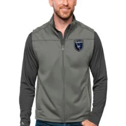 San Jose Earthquakes Antigua Primary Team Logo Links Full-Zip Golf Vest - Steel