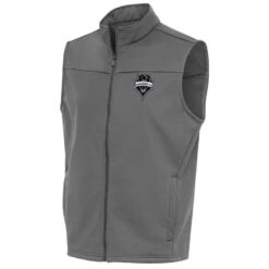 Seattle Sounders FC Antigua Brushed Metallic Logo Links Full-Zip Golf Vest - Steel
