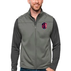 St. Louis City SC Antigua Primary Team Logo Links Full-Zip Golf Vest - Steel