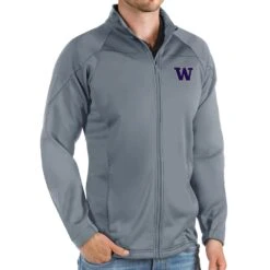 Washington Huskies Antigua Links Full-Zip Golf Jacket - Steel