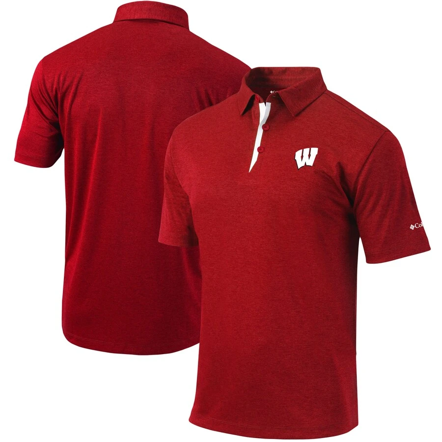 Wisconsin Badgers Columbia Golf Sand Save Omni-Wick Polo - Red 1 Wisconsin Badgers Columbia Golf Sand Save Omni-Wick Polo - Red