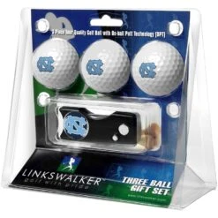 North Carolina Tar Heels 3-Pack Golf Ball Gift Set With Spring Action Divot Tool