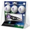 Northwestern Wildcats 3-Pack Golf Ball Gift Set With Black Crosshair Divot Tool