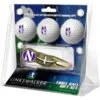 Northwestern Wildcats 3-Pack Golf Ball Gift Set With Gold Crosshair Divot Tool