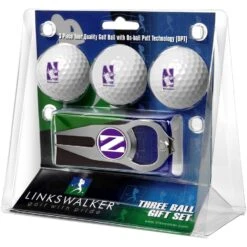 Northwestern Wildcats 3-Pack Golf Ball Gift Set With Hat Trick Divot Tool