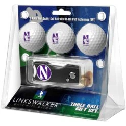 Northwestern Wildcats 3-Pack Golf Ball Gift Set With Spring Action Divot Tool