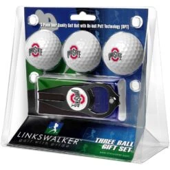 Ohio State Buckeyes 3-Pack Golf Ball Gift Set With Black Hat Trick Divot Tool