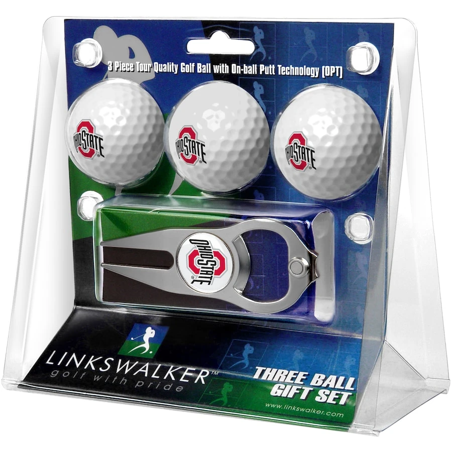 Ohio State Buckeyes 3-Pack Golf Ball Gift Set With Hat Trick Divot Tool 1 Ohio State Buckeyes 3-Pack Golf Ball Gift Set With Hat Trick Divot Tool