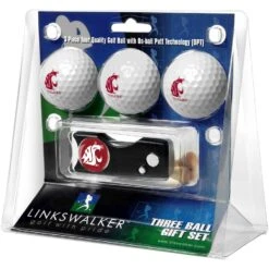 Washington State Cougars 3-Pack Golf Ball Gift Set With Spring Action Divot Tool