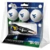 West Virginia Mountaineers 3-Pack Golf Ball Gift Set With Black Crosshair Divot Tool