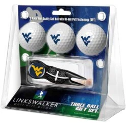 West Virginia Mountaineers 3-Pack Golf Ball Gift Set With Black Crosshair Divot Tool