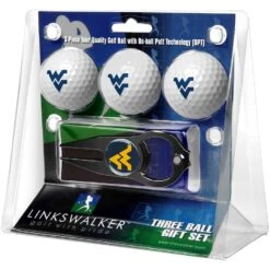 West Virginia Mountaineers 3-Pack Golf Ball Gift Set With Black Hat Trick Divot Tool