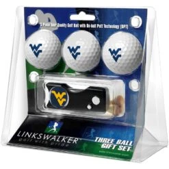 West Virginia Mountaineers 3-Pack Golf Ball Gift Set With Spring Action Divot Tool