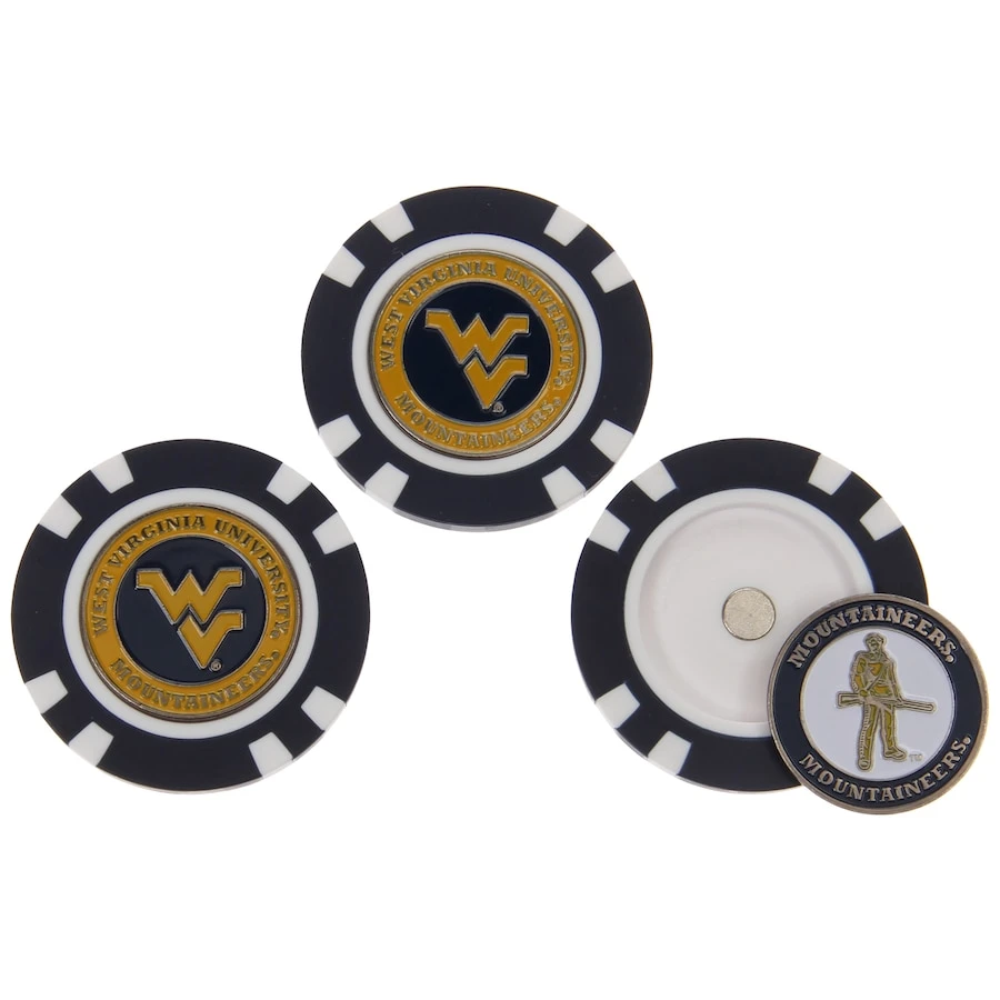 West Virginia Mountaineers 3-Pack Poker Chip Golf Ball Markers 1 West Virginia Mountaineers 3-Pack Poker Chip Golf Ball Markers