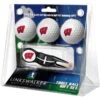 Wisconsin Badgers 3-Pack Golf Ball Gift Set With Black Crosshair Divot Tool