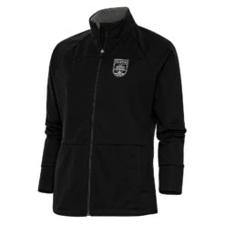 Austin FC Antigua Women's Brushed Metallic Logo Links Full-Zip Golf Jacket - Black