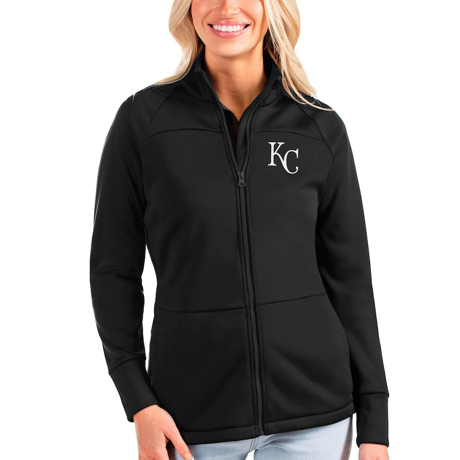 Kansas City Royals Antigua Women's Links Full-Zip Golf Jacket - Black 1 Kansas City Royals Antigua Women's Links Full-Zip Golf Jacket - Black