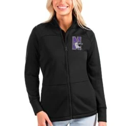 Northwestern Wildcats Antigua Women's Links Full-Zip Golf Jacket - Black