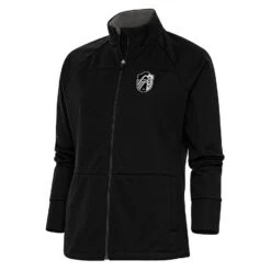 St. Louis City SC Antigua Women's Brushed Metallic Logo Links Full-Zip Golf Jacket - Black