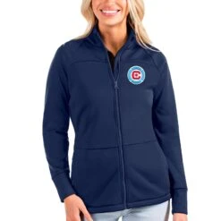 Chicago Fire Antigua Women's Links Full-Zip Golf Jacket - Navy