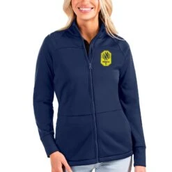 Nashville SC Antigua Women's Links Full-Zip Golf Jacket - Navy