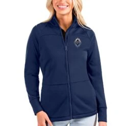 Vancouver Whitecaps FC Antigua Women's Links Full-Zip Golf Jacket - Navy