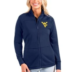 West Virginia Mountaineers Antigua Women's Links Full-Zip Golf Jacket - Navy