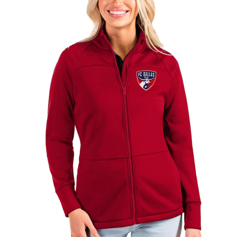 FC Dallas Antigua Women's Links Full-Zip Golf Jacket - Red 1 FC Dallas Antigua Women's Links Full-Zip Golf Jacket - Red