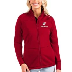 Wisconsin Badgers Antigua Women's Links Full-Zip Golf Jacket - Red